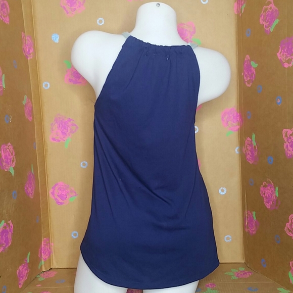 Rewind Navy Blue Floral Print Blouse Tank Size M - Picture 3 of 8